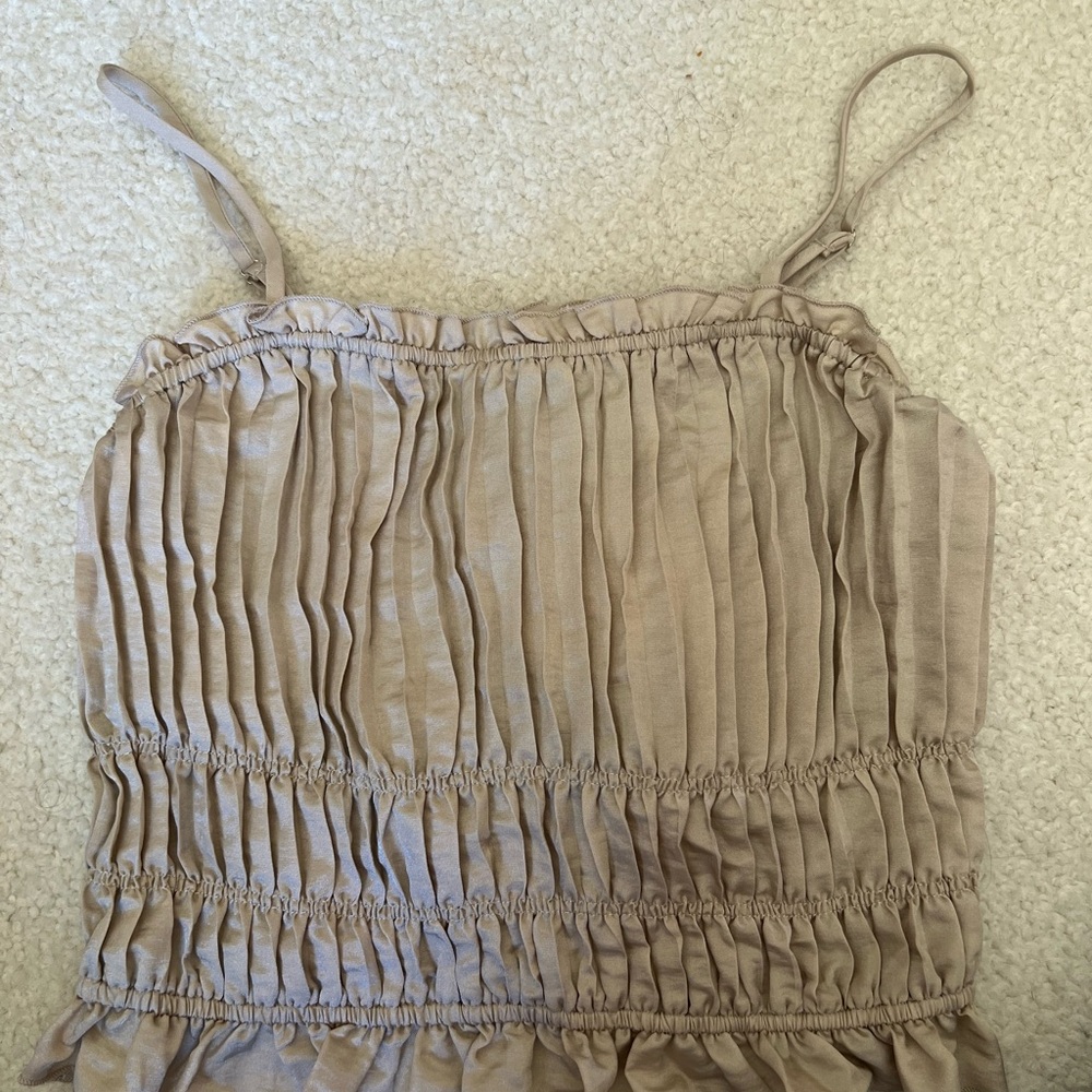 Elegant Beige Ruched Women's Top